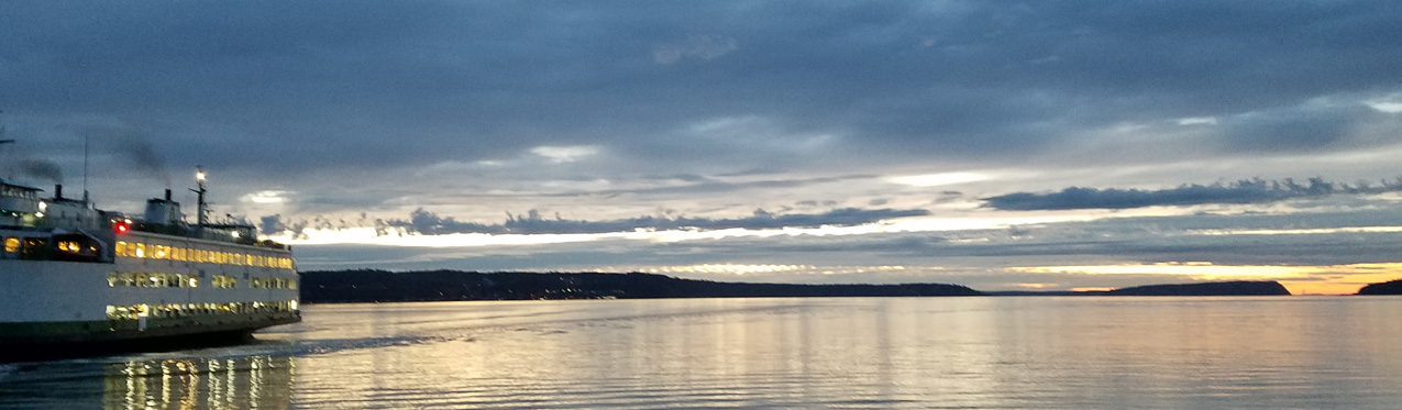 Sky over Whidbey Island with ferry
